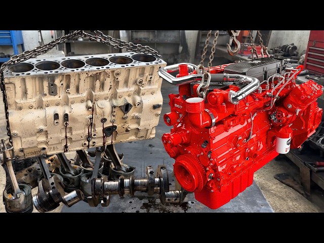 Rebuilding CUMMINS QSL9 8.9L Engine | Complete Diesel Engine Assembling & First Start