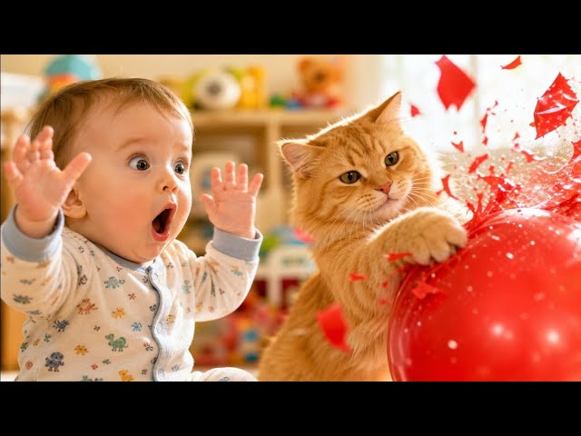 Funny Baby Moments with Cat 😺👶 | Non Stop Baby Laughing & Giggles Funny Cat & Baby