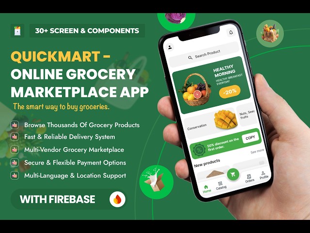 Build a Grocery Delivery App 🛒 | Multi Vendor Marketplace UI Kit + Firebase (QuickMart)