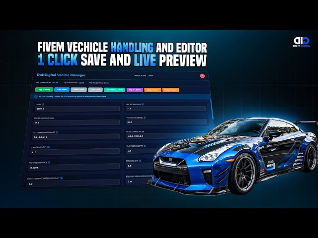 🚗 FiveM Vehicle Handling Editor ⚙️ Live In-Game Tuning | handling.meta Editor | No Restart Needed