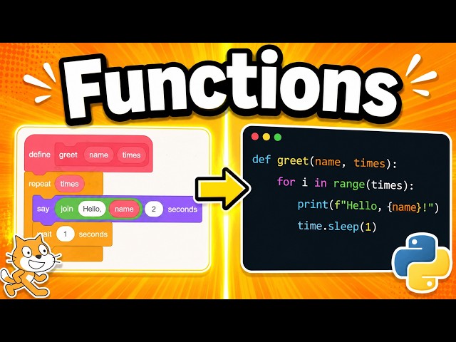 Functions with Parameters | Coding for beginners | Scratch vs Python