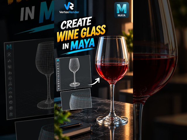 Create a Wine Glass in Maya 🍷 | Easy 3D Modeling Tutorial #3dartist #3dmodeling #maya #autodeskmaya