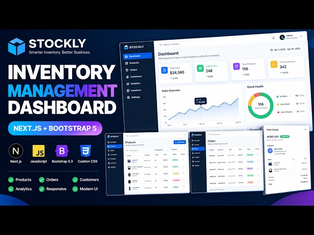 Modern Inventory Management Dashboard in Next.js | STOCKLY SaaS Admin UI 2026