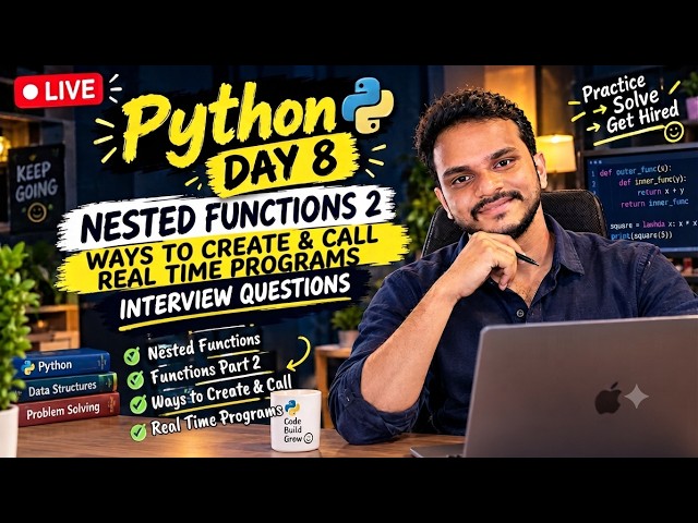 Python  Functions  Day-8 Nested Functions | Python in Telugu