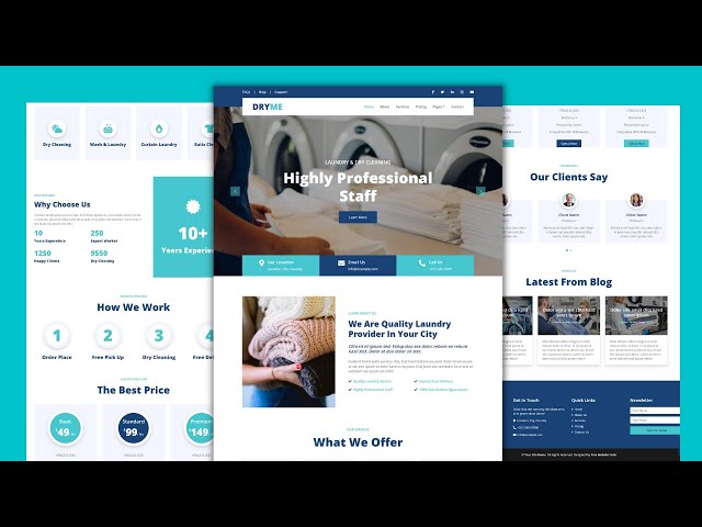 Complete Responsive Laundry Service Website Template -HTML- CSS - JS - 100% Free - Free Website Code