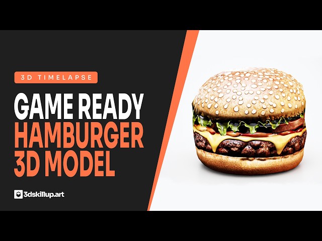 Game Ready Hamburger 3D Model Timelapse | Tripo AI, Blender, Marmoset & Substance Painter