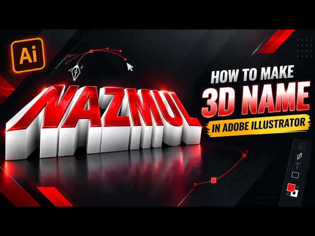 How to Make 3D Name in Adobe Illustrator | 3D Text Effect Tutorial