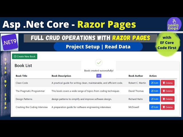 ✅ ASP.NET Core Razor Pages CRUD - .NET 9.0 Razor Pages EF Core | Project Setup & Read Data