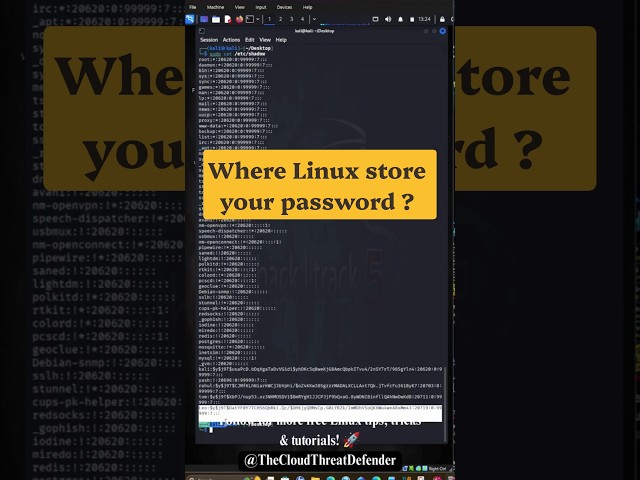 Linux Password Secret 🤯 It’s NOT /etc/passwd! #linux #kalilinux #cybersecurity #linuxcommands