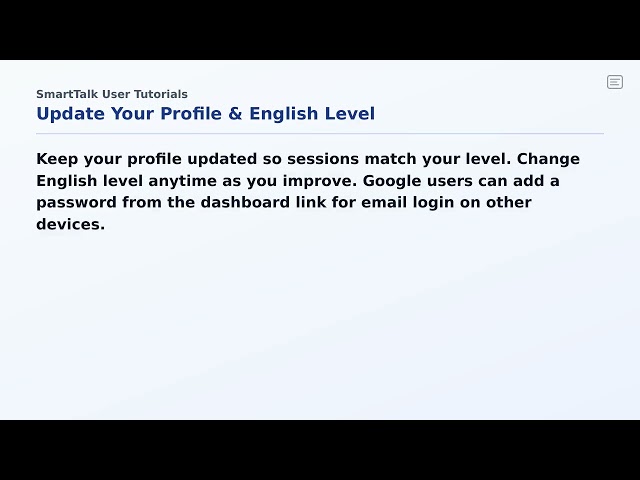 5.3 Update Your Profile & English Level