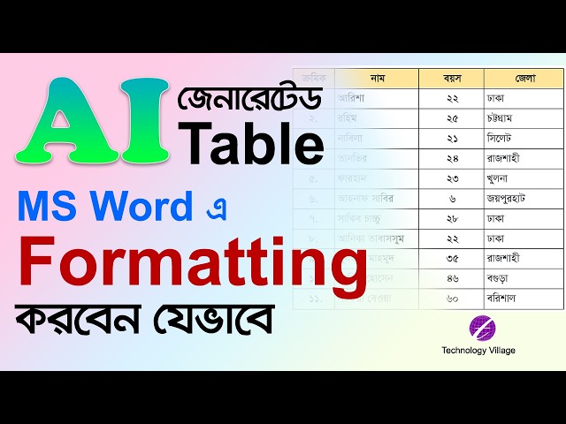 How to Format AI Generated Table in MS Word | Format Table in Word