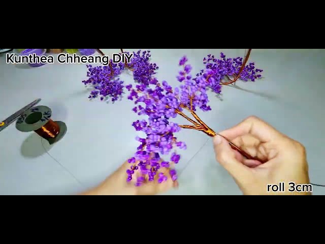 #tutorial Purple Wisteria Wire Tree Beads Eng Sub #diy #craft