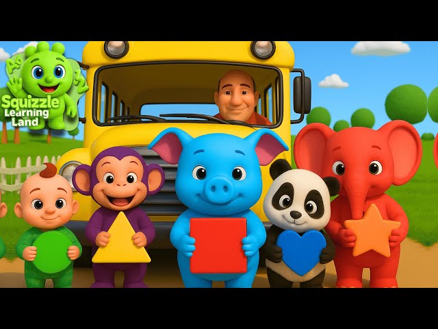 Wheels On The Bus (Learning Shapes) | kids Educational Song