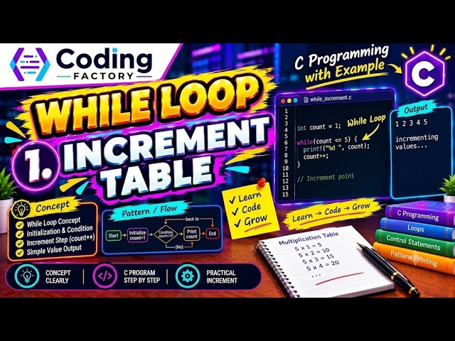 20. WHILE Loop in C 🔥 | Increment Operator ++ | C Programming in Hindi