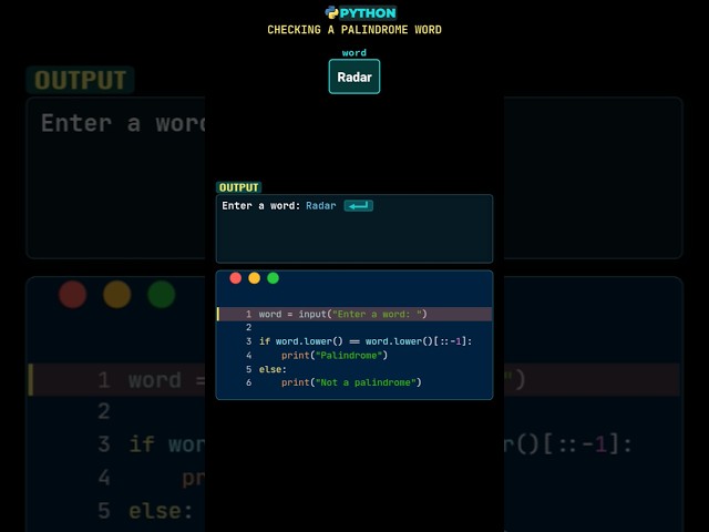 Can Python Detect a Palindrome Instantly? 🤯 #pythontutorial #python3 #pythonprojects