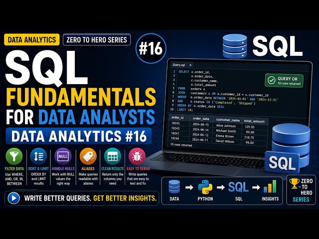 SQL Fundamentals for Data Analysts | Data Analytics #16