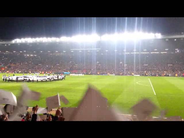 Man Utd v Real Madrid - teams coming onto the pitch at Old Trafford