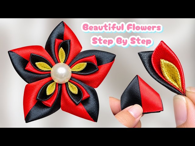 DIY Satin Ribbon Rose flowers | How to make ribbon | Ribbon hacks #diycrafts #howtomake #homedecor 