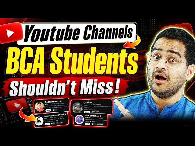 🔥Best YouTube Channels for BCA Students | Channels for Coding, Maths, Projects & Career #bca #maths