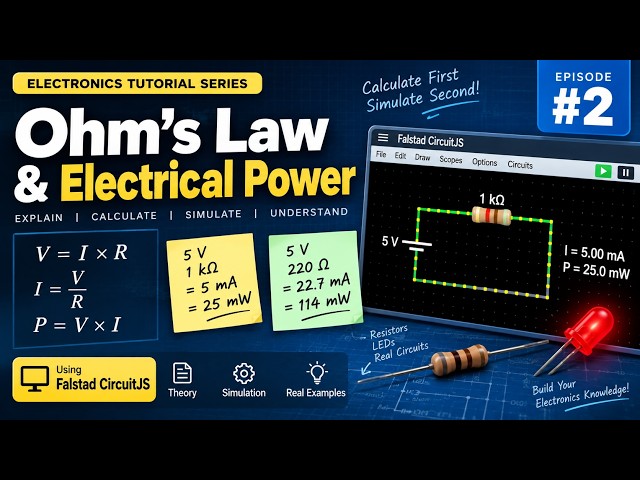 Electronics Tutorial #2: Ohm’s Law & Electrical Power | Beginner Electronics with Falstad