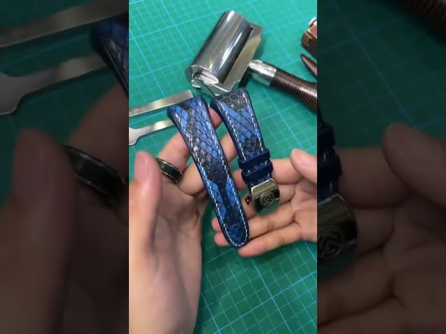 Franck Muller Blue & Black Python Replacement Strap | Rubber Lining