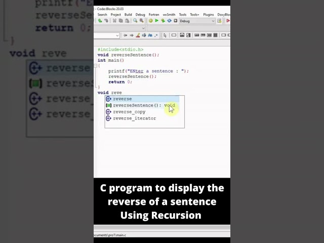 C Program to Reverse a Sentence using Recursion
