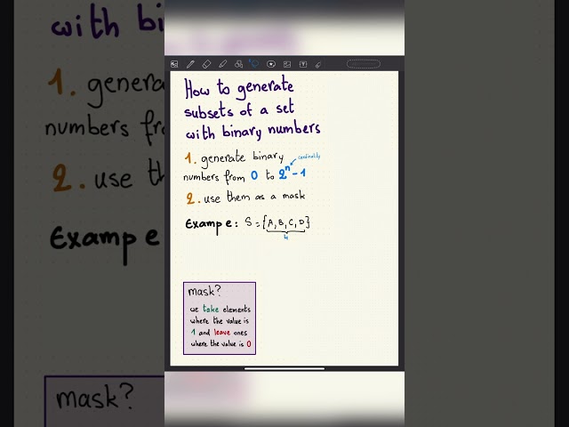 Generating subsets with binary numbers? It's POSSIBLE - Inside code