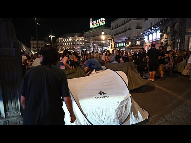 Protesters camp in Madrid in demonstration against Spain' housing crisis