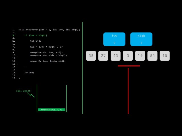 mergeSort(): A Graphical, Recursive, C++ Explanation