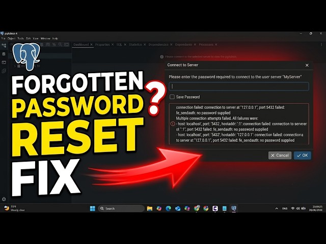 How to Reset PostgreSQL & pgAdmin 4 Password if Forgotten ?