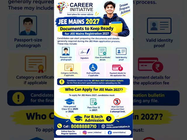 JEE Main 2027 Registration: Documents to Keep Ready Before Applying #jeemains #jeemain2027