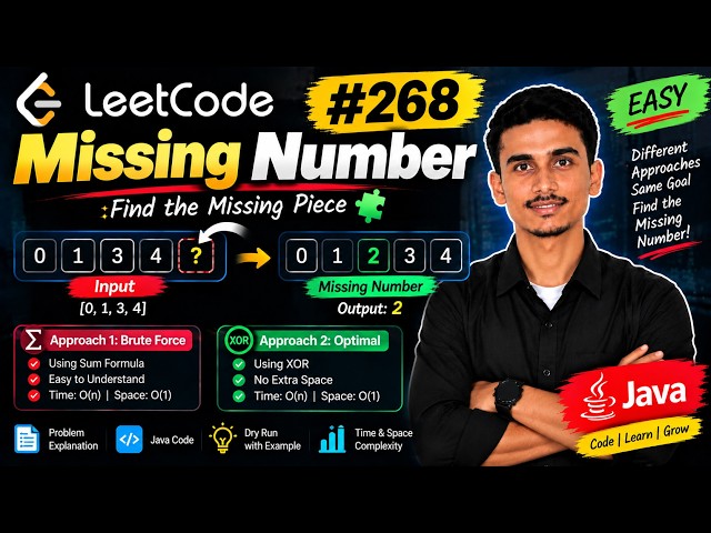 LeetCode 268: Missing Number | Brute Force & Optimal XOR Solution | Java