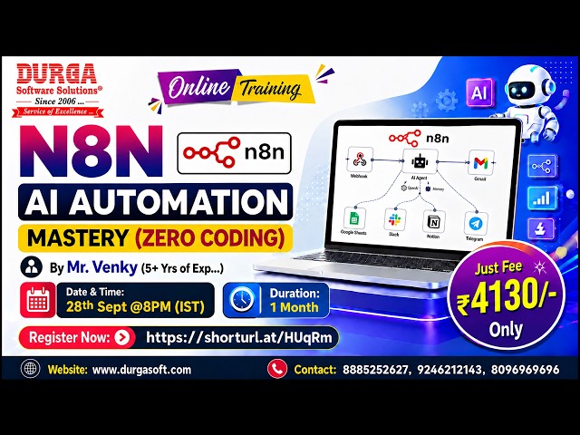 N8N AI Automation Mastery (ZERO CODING) Online Training @ DURGASOFT