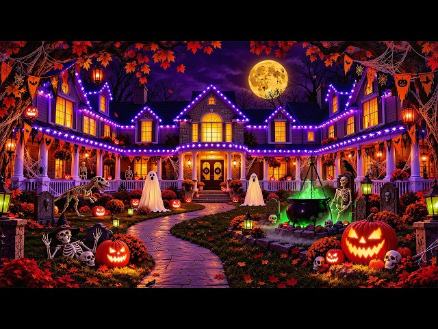 Peaceful Halloween Night at a Scary House 🎃 Halloween Jazz, Pumpkin & Fall Magic for a Cozy Midnight