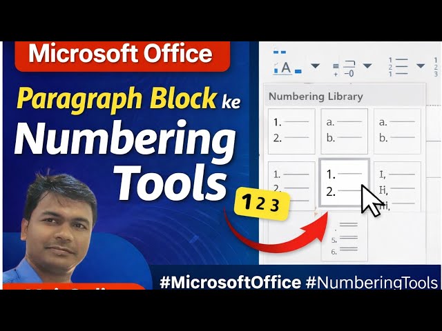 Microsoft Office Paragraph Block Numbering Tools | Number List Kaise Use Kare | MS Word Hindi
