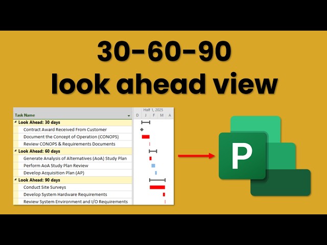 How to Create a 30-60-90 day Look Ahead View in MS Project