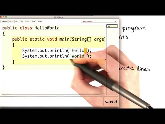 Hello World Two Lines - Intro to Java Programming
