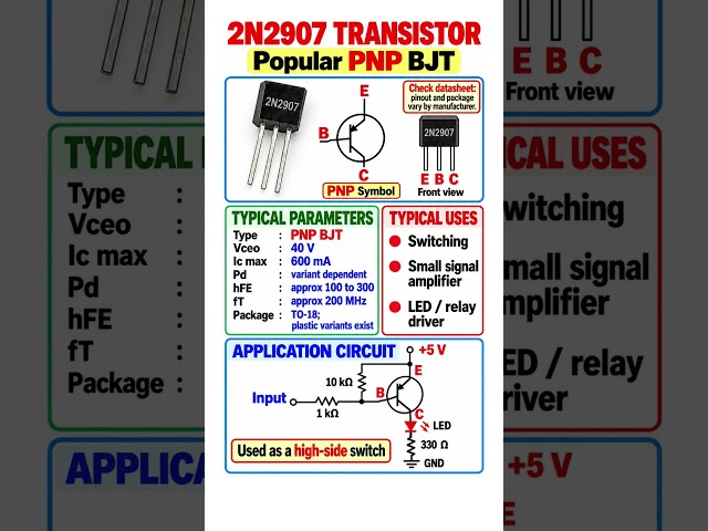 2N2907 - Popular PNP transistor