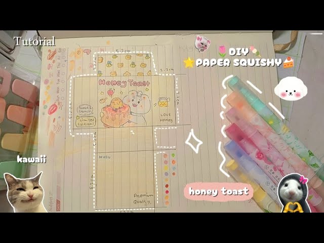 DIY PAPER SQUISHY 🍰🍥🌟🍉 || Tutorial ✨🍡| Honey toast | kawaii💗 | Nusrat_official ♡