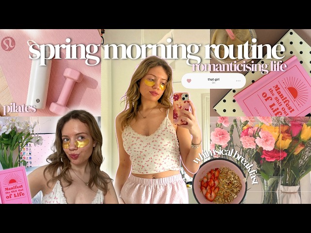 7:30AM SPRING MORNING ROUTINE 🌸 realistic, skincare, pilates, romanticising my life
