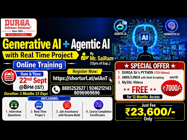 Generative AI + Agentic AI Online Training @ DURGASOFT