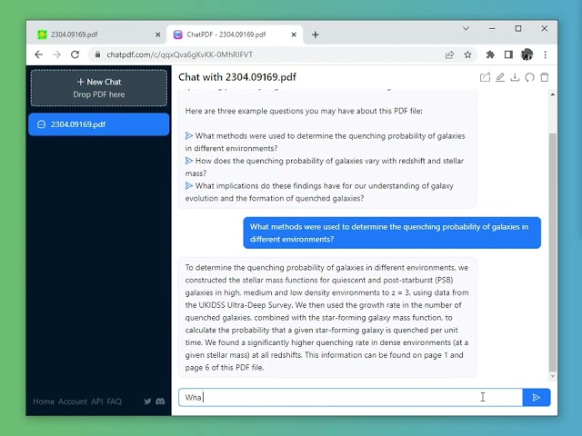 Using ChatPDF to chat with an astrophysics paper