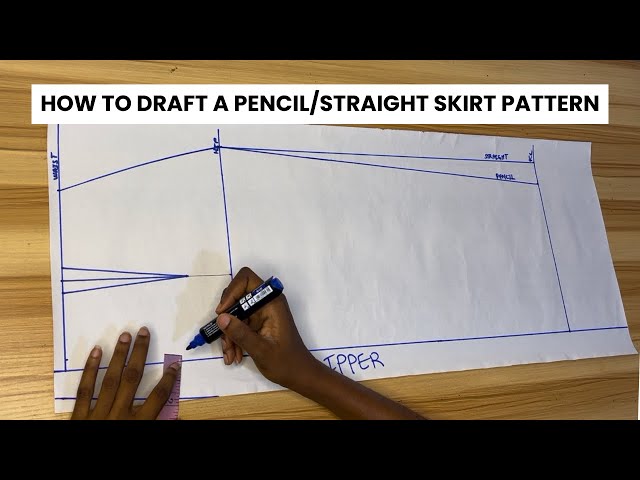 Easiest way to draft a BASIC SKIRT PATTERN /How to draft and cut a PENCIL skirt / SEWING 101 PART 12