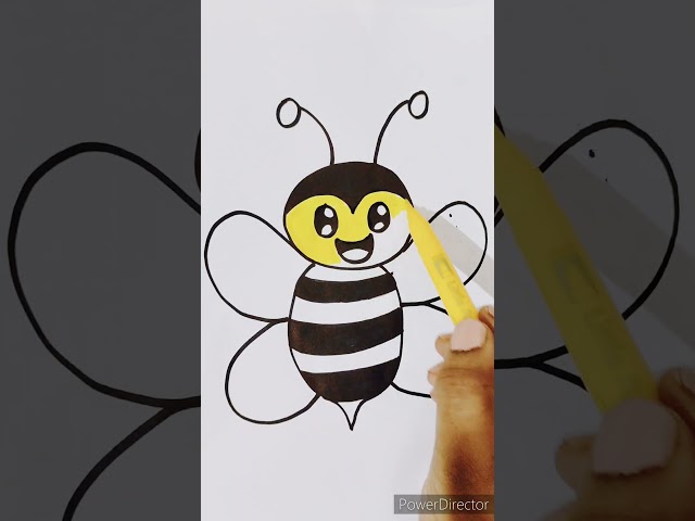 cute Honey bee drawing and colouring for kids || step-by-step colouring #shorts