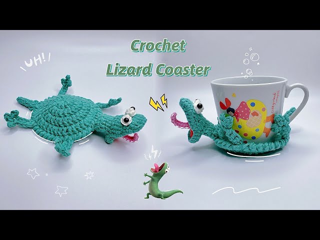 Crochet Lizard Coaster🦎| Flipping Over Cup Mat | Easy & Cute Tutorial
