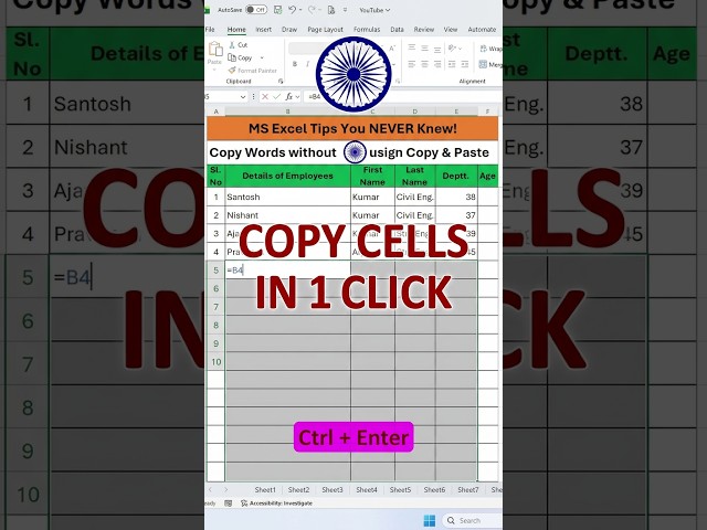 EXCEL HACK: Copy cells downwards WITHOUT Copy & Paste! 🤯