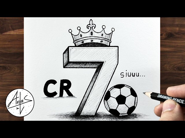 How To Draw CR7 in 3D | step-by-step Cristiano Ronaldo Number 7 3D Drawing