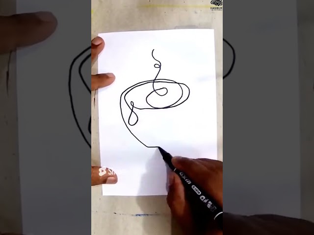 Draw a Coffee Cup - one line art #shorts
