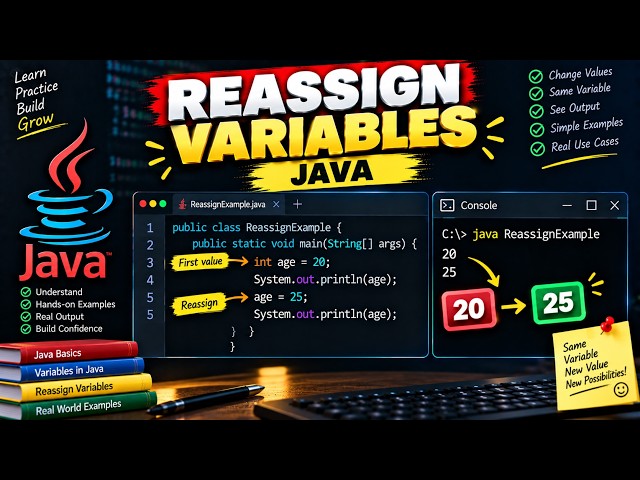 Variable Reassignment in Java | java type safety | Java for Beginners #6