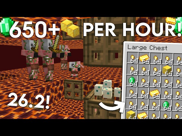 NEW UPDATED Minecraft Java 26.2 GOLD FARM Tutorial | Unlimited Gold and Emeralds!